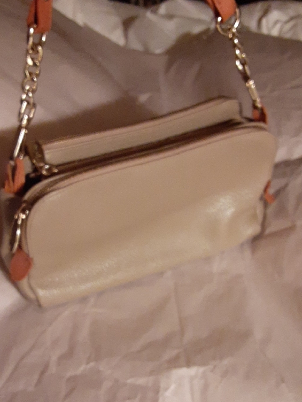 Valentina Light Taupe Gray  Shoulder Bag with Short Strap Accents